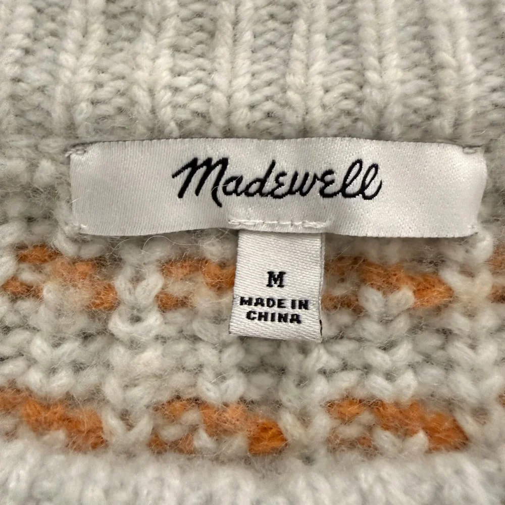 Madewell Women's Sweater with Pink, Gold, and Green Stripes Merino Wool & Alpaca - Picture 8 of 11